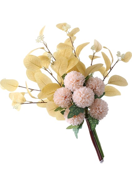 Yapay Okaliptüs Yaprağı Topu Krizantem Buketi (Yurt Dışından)