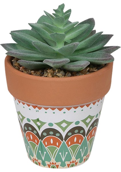 Simüle Edilmiş Etli Yeşil Bitki Saksısı-Kadife Yeşil Yüksek Katlı (Yurt Dışından)