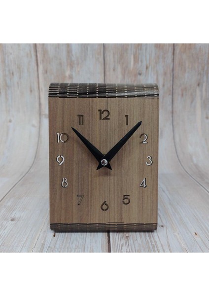 Dekoratif Ahşap Desenli Ofis Masa Saati Dekor Hediye Süs