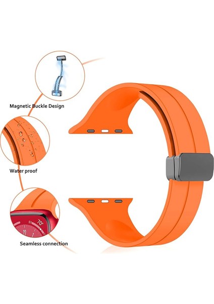 Apple Watch Uyumlu 42MM 44MM 45MM 49MM 1/2/3/4/5/6/se/7/8/9 Ultra 2 Kordon Mıknatıslı Kordon