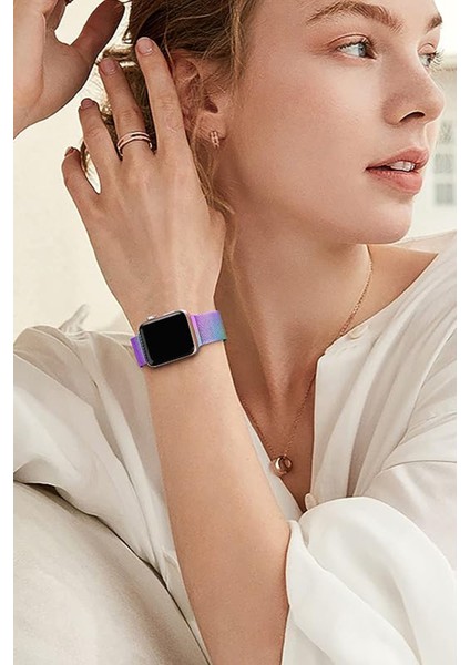 Apple Watch Uyumlu 42MM 44MM 45MM 49MM 1/2/3/4/5/6/se/7/8/9 Ultra 2 Kordon Çelik Hasır Kordon