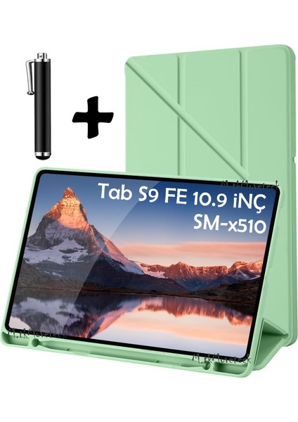 Samsung Galaxy Tab S9 Fe/S10 Fe 10.9 Kılıf Kalem Bölmeli Trifolding Yatay Dikey Standlı Case SM-X510 SM-X520