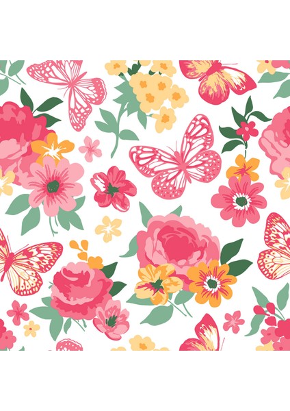 Pembe Sarı Kelebek ve Çiçek Desenli Yapışkanlı Folyo, Mutfak, Tezgah, Masa, Dolap Kaplama Folyosu, Isıya Dayanıklı, Su Geçirmez, Yapışkan Folyolar, Sticker, Büyük Ebatlı, Dekoros