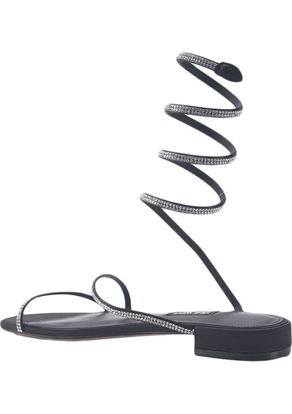 Logan 3fx Siyah Kadın Düz Sandalet modelleri