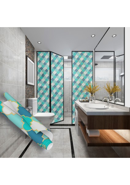 Mozaik Görünümlü Şeffaf Yapışkanlı Folyo, Arabik Desenli Folyolar, Mutfak, Tezgah, Masa, Dolap Kaplama Folyosu, Isıya Dayanıklı, Su Geçirmez, Yapışkan Folyolar, Sticker, Büyük Ebatlı, Dekoros fırsatları