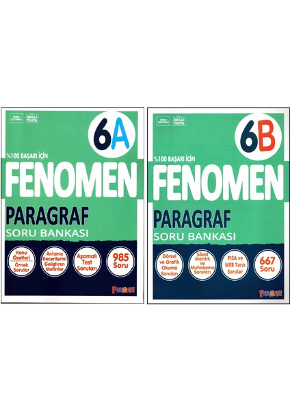 Fenomen Yayıncılık 6. Sınıf Paragraf A - B Soru Bankası 2 Kitap