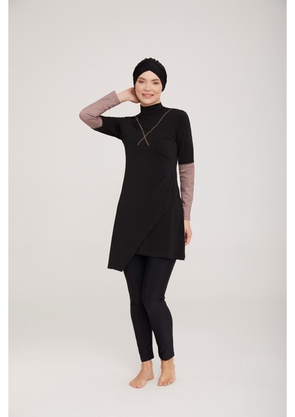 Likralı Tam Kapalı Tesettür Mayo Norman 4414 Siyah modelleri