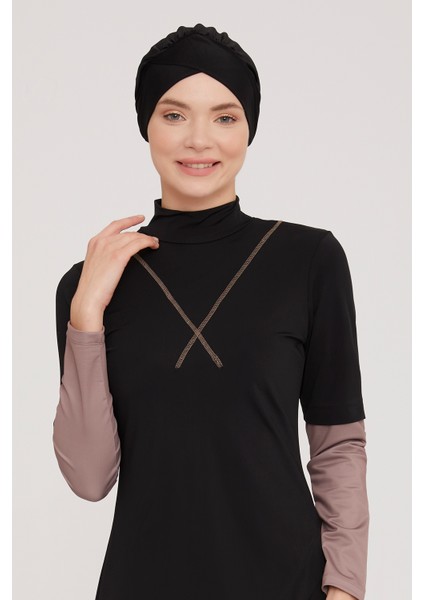 Likralı Tam Kapalı Tesettür Mayo Norman 4414 Siyah fırsatları