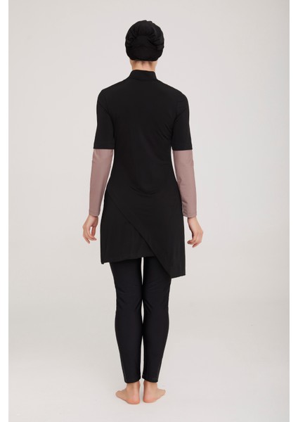 Likralı Tam Kapalı Tesettür Mayo Norman 4414 Siyah indirimleri