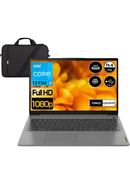 Lenovo ıdeapad 3 Intel Core I3-1215U 12GB Ram 512GB SSD Freedos 15.6" Full Hd Taşınabilir Bilgisayar 82RK00XBTX-12-512 + Çanta Hediyeli