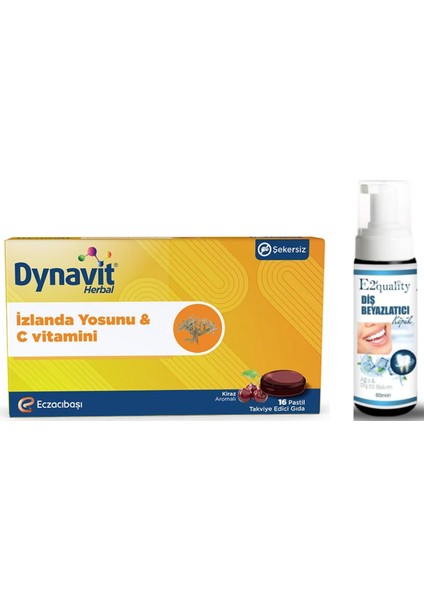 Dynavit Herbal Izlanda Yosunu Ve C Vitamini Içerikli 16 Adet Pastil - Diş Beyazlatıcı Köpük