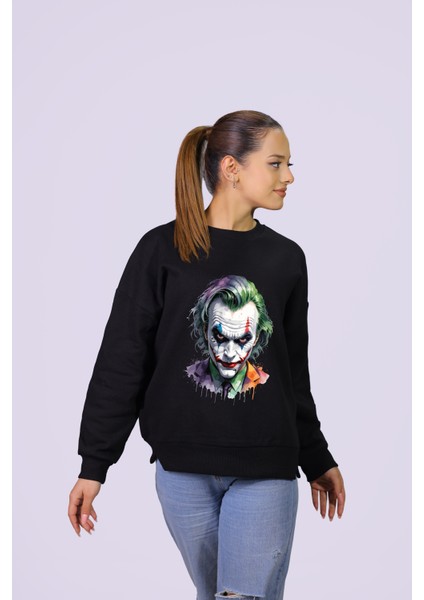 Joker Temalı Özel Tasarım Crop Sweatshirt