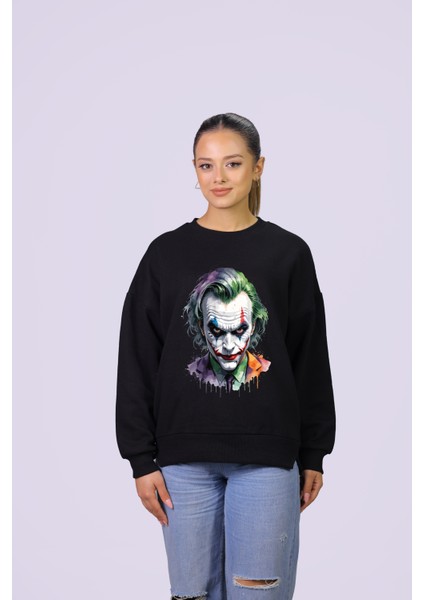 Joker Temalı Özel Tasarım Crop Sweatshirt