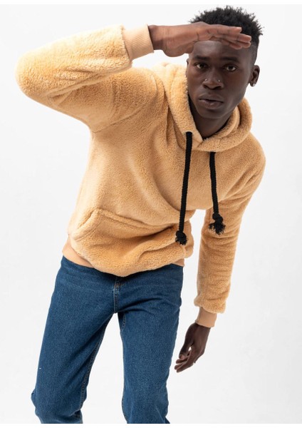 Grody.t Unisex Kapüşonlu Peluş Sweatshirt Hoody Bej fırsatları