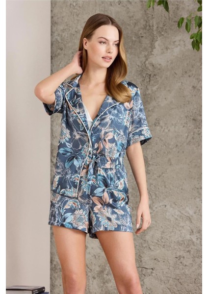 1210 Çiçek Desenli Pijama 3 Parça Set fiyatları