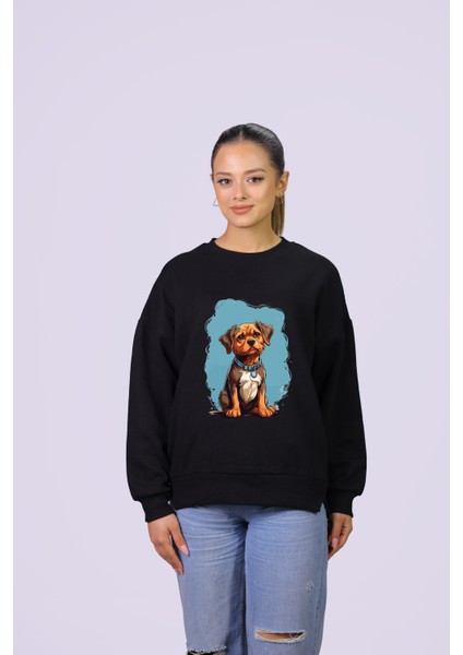 Köpek Temalı Özel Tasarım Crop Sweatshirt