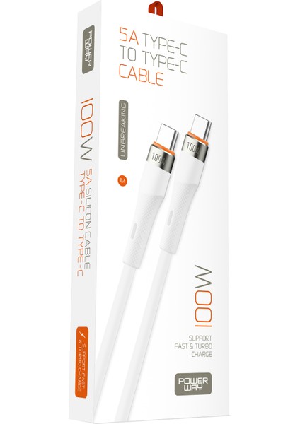 100W -5A Süper Hızlı Type C To Type C Turbo Şarj Destekli Type-C Şarj Kablosu Iphone 15 Uyumlu