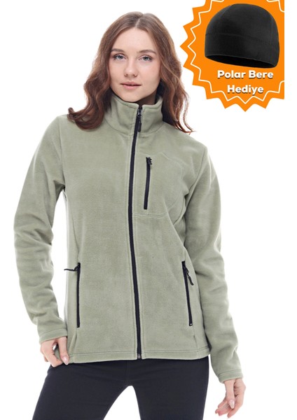 Ghassy Co. Kadın Pro Rüzgar Geçirmez 5 Cepli Tam Fermuarlı Outdoor Polar Ceket TMFR869866011