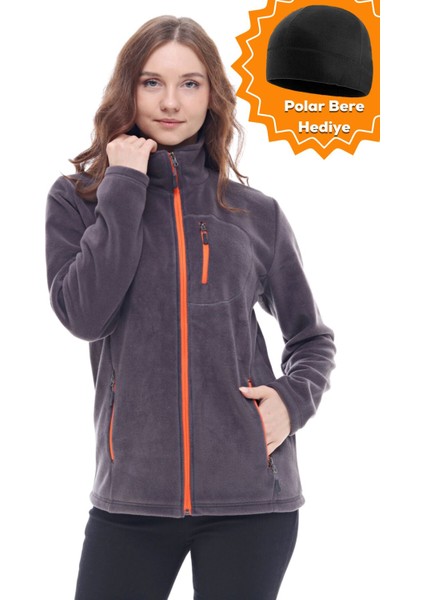 Ghassy Co. Kadın Pro Rüzgar Geçirmez 5 Cepli Tam Fermuarlı Outdoor Polar Ceket TMFR869866011