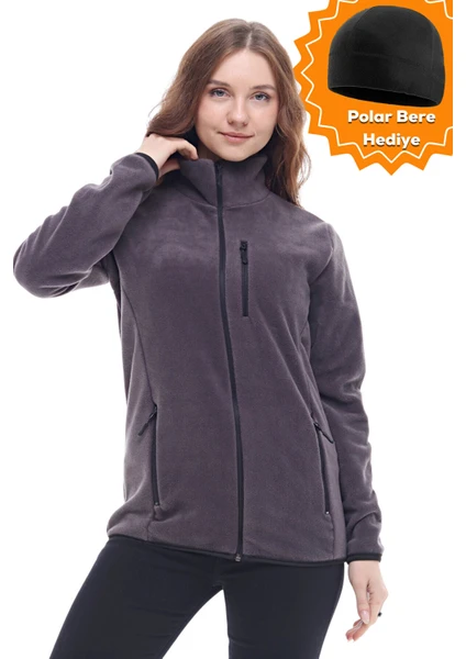 Ghassy Co. Kadın Pro Rüzgar Geçirmez 5 Cepli Tam Fermuarlı Outdoor Polar Ceket TMFR869866011