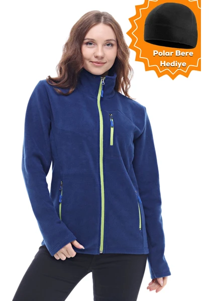 Ghassy Co. Kadın Pro Rüzgar Geçirmez 5 Cepli Tam Fermuarlı Outdoor Polar Ceket TMFR869866011