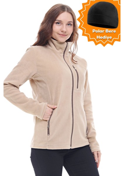 Kadın Pro Rüzgar Geçirmez 5 Cepli Tam Fermuarlı Outdoor Polar Ceket TMFR869866011
