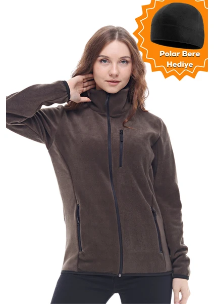 Ghassy Co. Kadın Pro Rüzgar Geçirmez 5 Cepli Tam Fermuarlı Outdoor Polar Ceket TMFR869866011