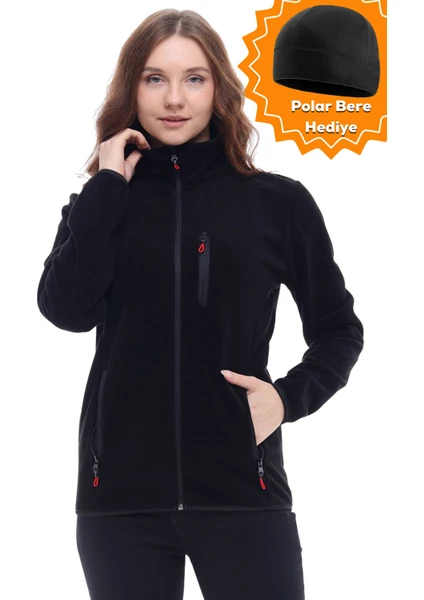 Ghassy Co. Kadın Pro Rüzgar Geçirmez 5 Cepli Tam Fermuarlı Outdoor Polar Ceket TMFR869866011