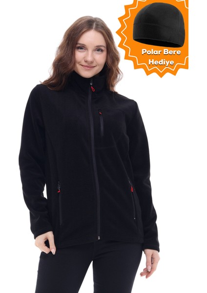 Ghassy Co. Kadın Pro Rüzgar Geçirmez 5 Cepli Tam Fermuarlı Outdoor Polar Ceket TMFR869866011