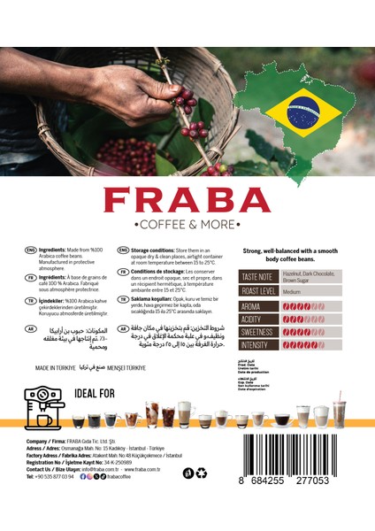 Brezilya Single Origin Espresso Çekirdek Kahve 1 kg