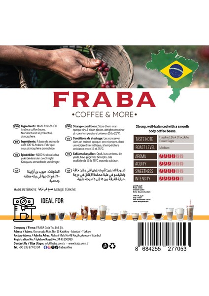 Brezilya Single Origin Espresso Çekirdek Kahve 200 gr