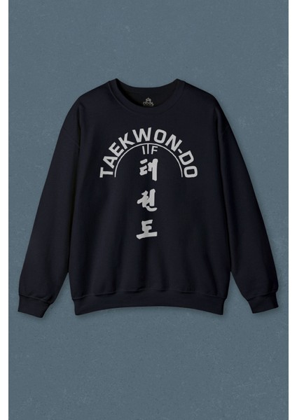 Lacivert Sweatshirt Taekwondo Tekvando Taekwon-Do Dövüşçü Baskılı Unisex Sweat