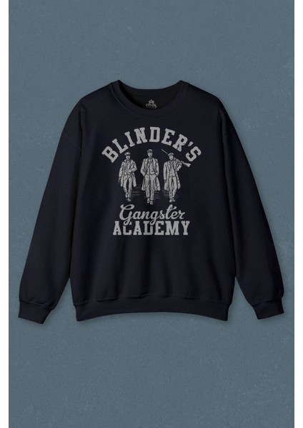 Lacivert Sweatshirt Peaky Blinders Gangster Academy Dizi Baskılı Unisex Sweat