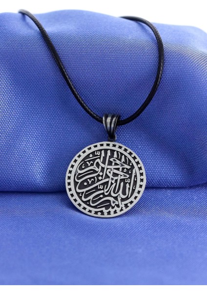 Besmele Ayeti Yazılı Erkek Gümüş Kolye