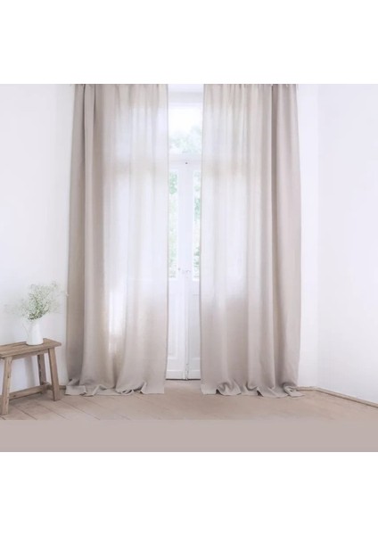 Pamuklu Natural Vintage Keten Dokuma Perde Sade Düz Güneşlik Buldan Işi Perdesi - Tek Kanat fiyatları