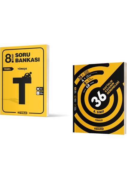 8. Sınıf LGS Temel Türkçe Soru Bankası ve 36 Haftalık Kazanım Denemeleri 2' li Set