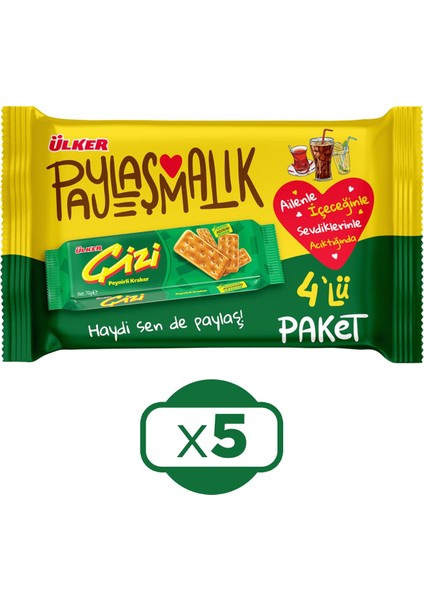 Çizi Peynirli Kraker 4'lü 280 gr x 5 Adet