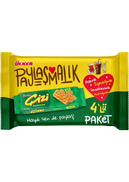 Çizi Peynirli Kraker 4'lü 280 gr x 5 Adet