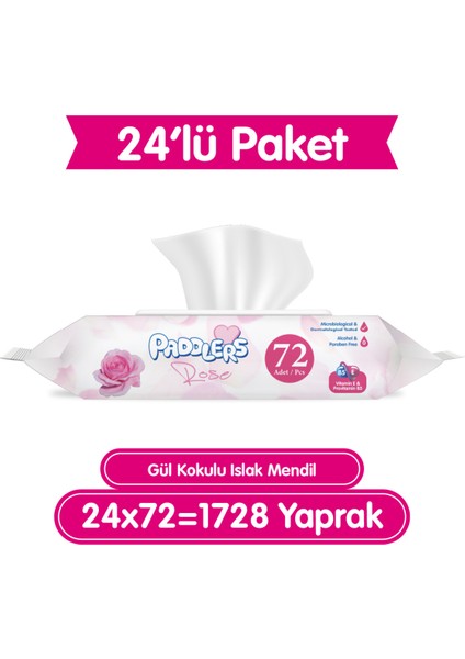 Gül Kokulu Islak Mendil 24X72 Li Koli (1728 Yaprak)