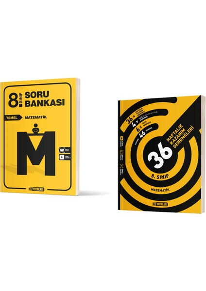 8. Sınıf LGS Temel Matematik Soru Bankası ve 36 Haftalık Kazanım Denemeleri 2'li Set