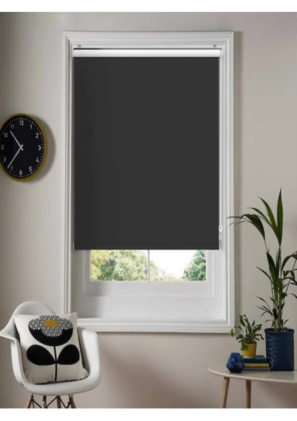 Ithal Bambu Siyah Stor Perde Etek Dilimsiz