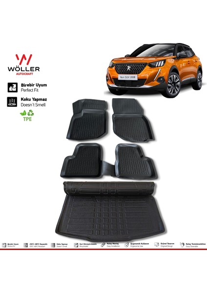 Peugeot 2008 Paspas Bagaj Havuzu Set 2019 Sonrası 3D Ultraflex Set