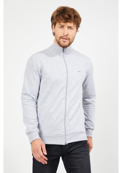 Erkek Gri Uzun Kollu Önü Fermuarlı Hırka MTLCE8293-GRI fiyatları