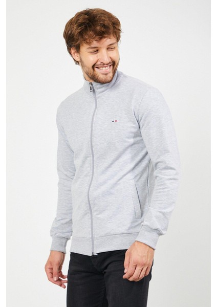 Erkek Gri Uzun Kollu Önü Fermuarlı Hırka MTLCE8293-GRI modelleri