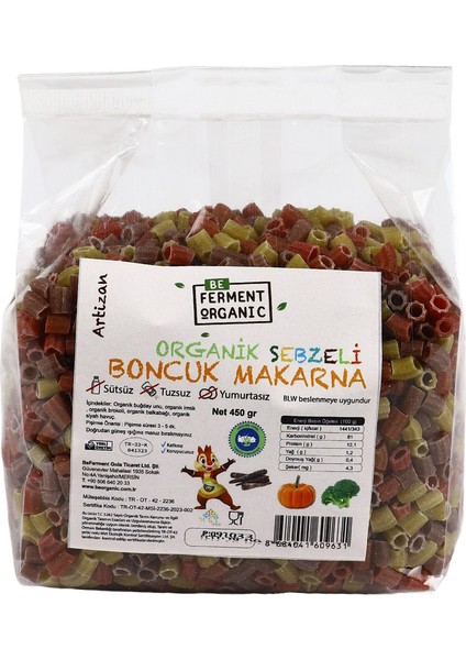 BEFERMENT organik Sebzeli Boncuk Makarna 450 gr