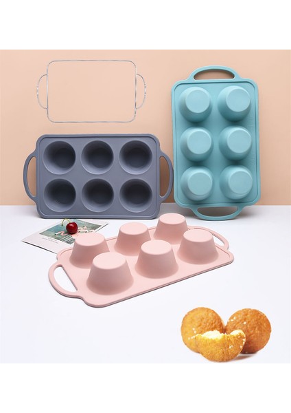 6 Mini Kek Kalıbı Silikon Buhar Dayanıklı Yüksek Isıya Dayanıklı (Yurt Dışından) fiyatları