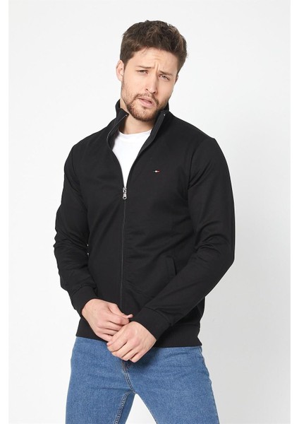 Erkek Siyah Uzun Kollu Önü Fermuarlı Hırka MTLCE8293-SIYAH