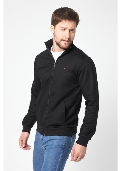 Erkek Siyah Uzun Kollu Önü Fermuarlı Hırka MTLCE8293-SIYAH modelleri