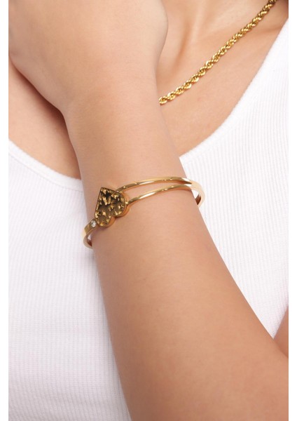 Paslanmaz Çelik Gold Kalın Kapli Cartier Model Kelepçe Bileklik, Gold Çelik Bilezik modelleri