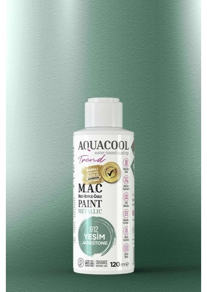 Trend M.a.c Su Bazlı Metalik Hobi Boyası 120 Ml. 912 Yeşim